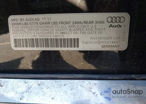 2012 Audi A8 4.2 from USA, damaged, VIN WAUAVAFD0CN018847